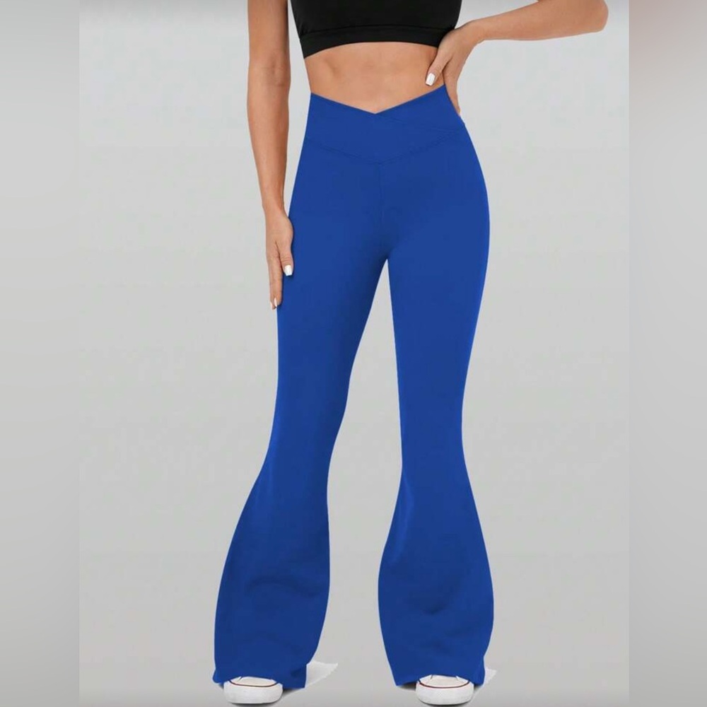 Women's High Wasted Cross Design Flared Leggings